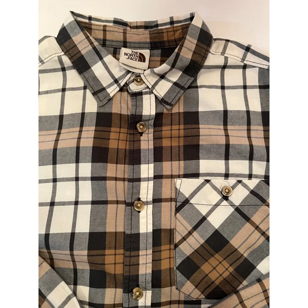 The North Face Men's‎ Long Sleeve Button Down Shirt Size Large Brown Gray White